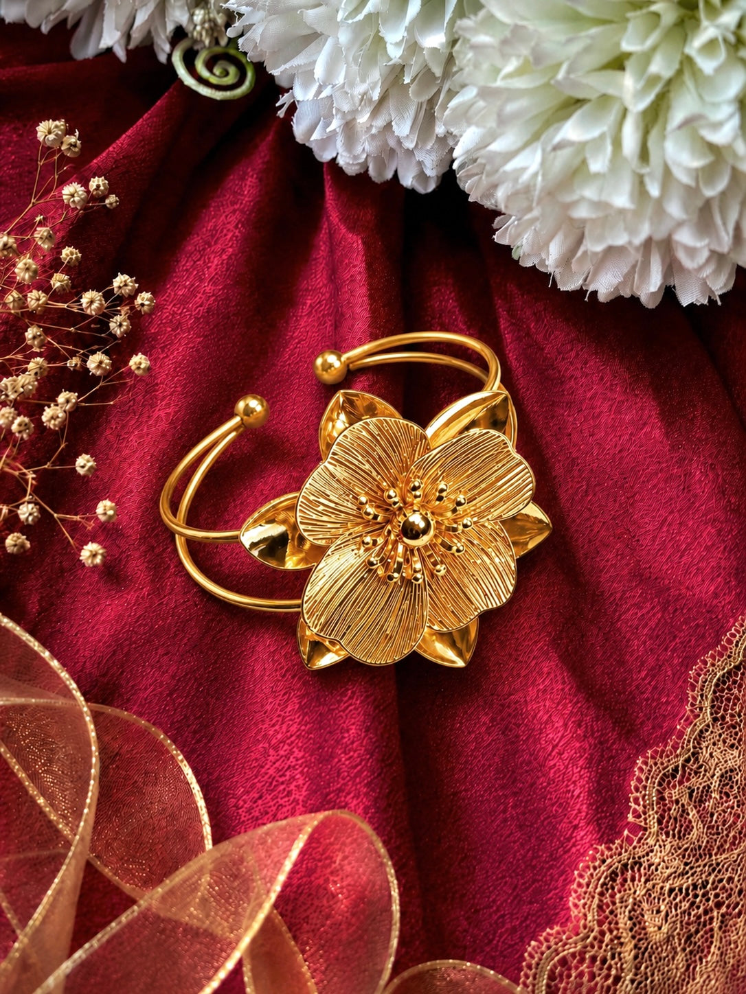 Golden Bloom Cuff Bracelet