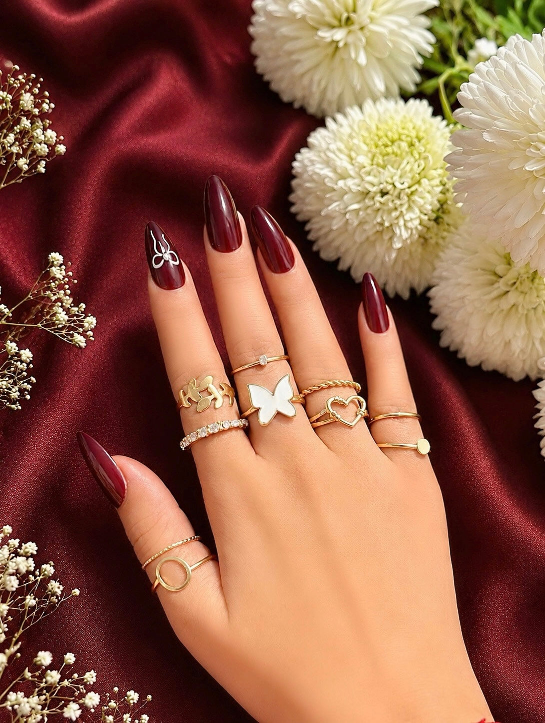 Butterfly Charm Ring Set