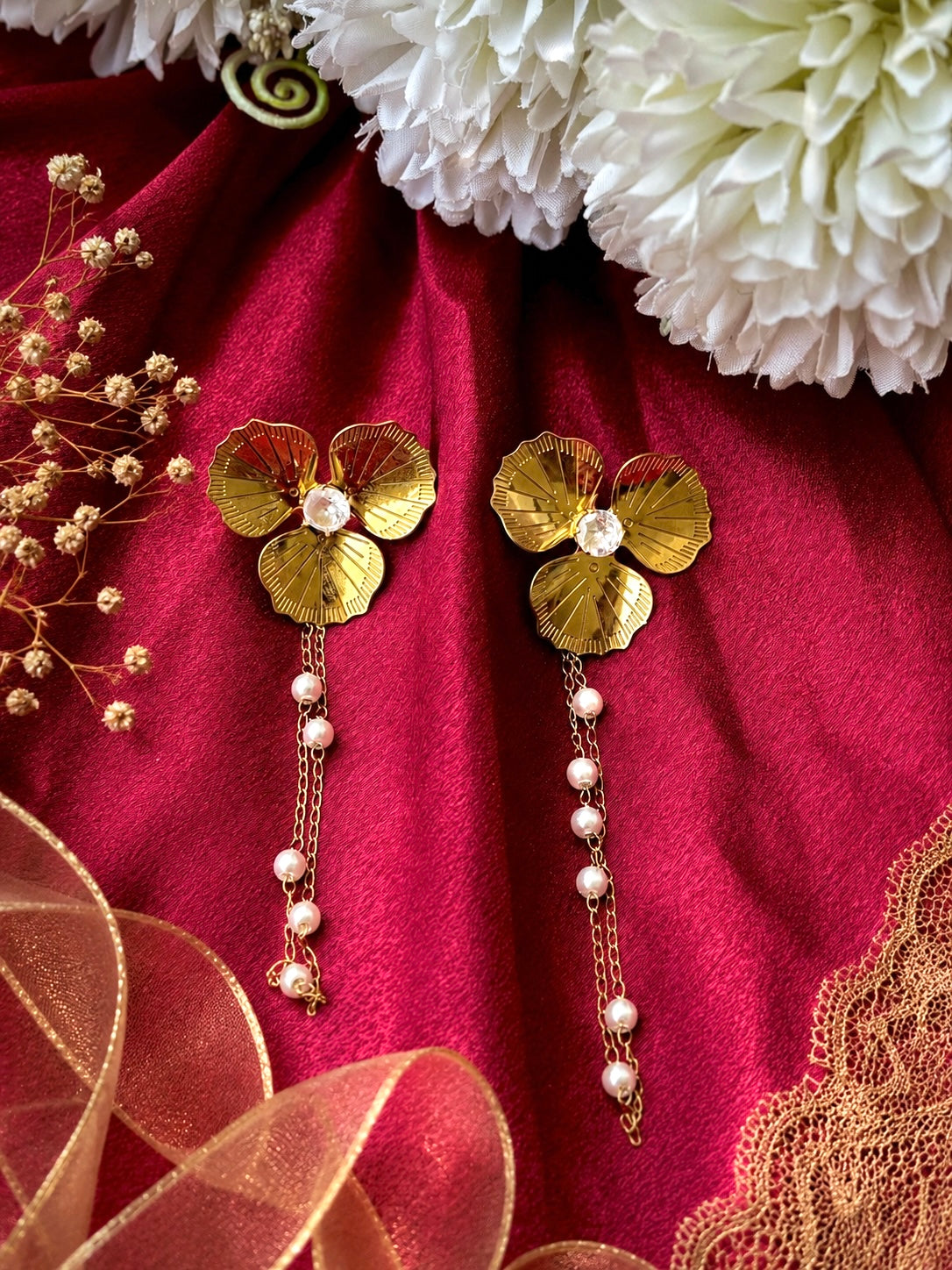 Pearl Blossom Drop Earrings