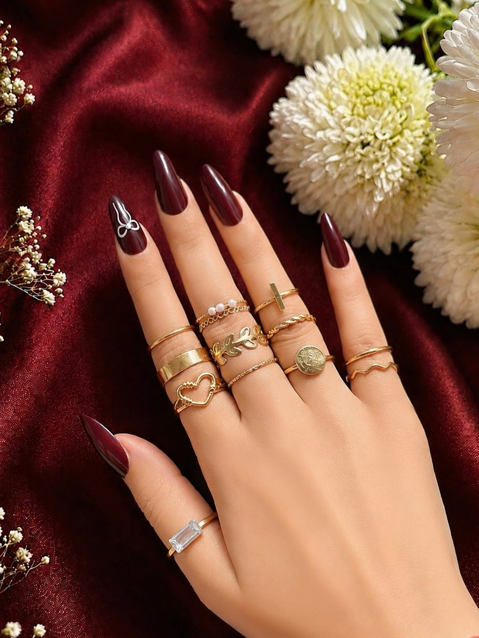 Golden Charm Ring Set